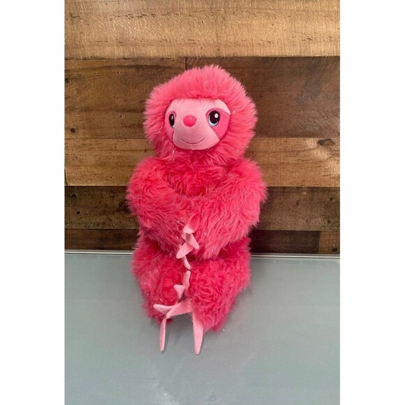 BUILD A BEAR Sloth Pink Sparkle Glitter Fuzzy Plush with Sticky Hands  18" - Picture 2 of 6